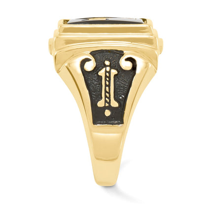10K Yellow Gold Men'S Polished And Textured Masonic Ring Mounting