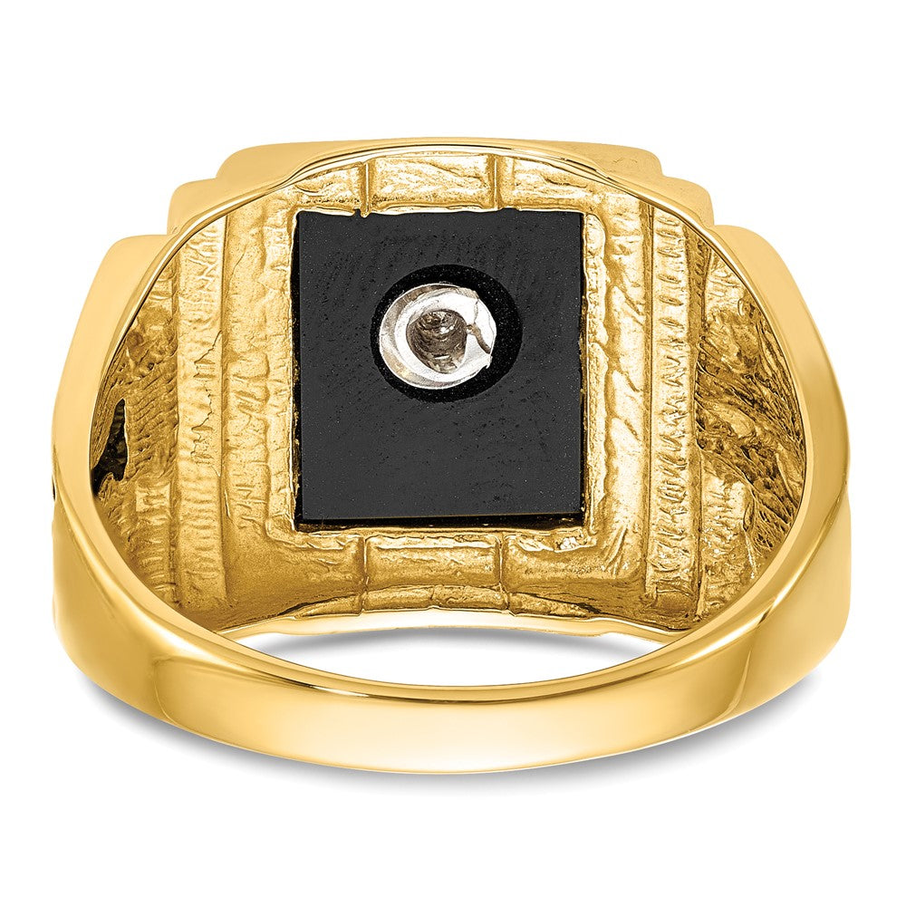10K Yellow Gold Men'S Polished And Textured Masonic Ring Mounting