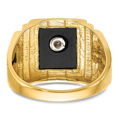 10K Yellow Gold Men'S Polished And Textured Masonic Ring Mounting