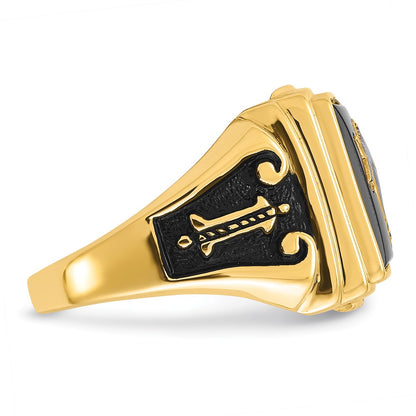 10K Yellow Gold Men'S Polished And Textured Masonic Ring Mounting