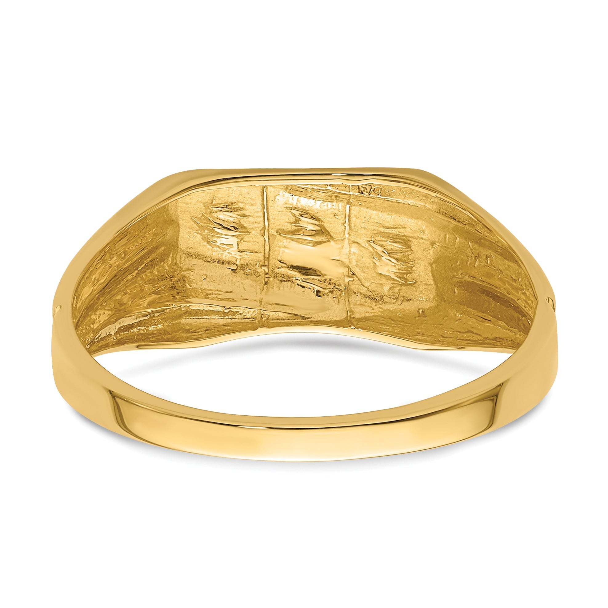 10K Yellow Gold 10K Polished Etched Edges Diamond Dad Ring Mounting