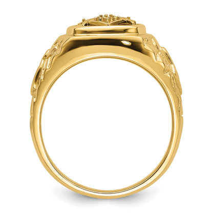 10K Yellow Gold Polished And Nugget Texture Masonic Ring Mounting