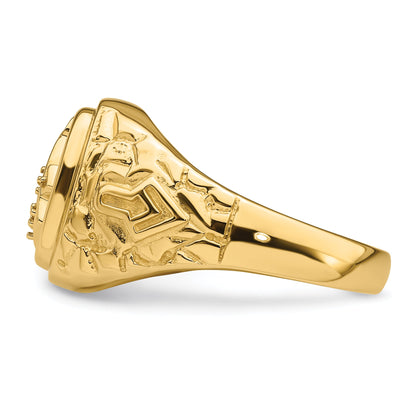 10K Yellow Gold Polished And Nugget Texture Masonic Ring Mounting