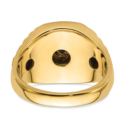 10K Yellow Gold Polished And Nugget Texture Masonic Ring Mounting