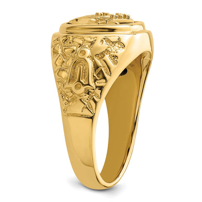 10K Yellow Gold Polished And Nugget Texture Masonic Ring Mounting