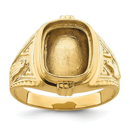 10K Yellow Gold Men'S Polished And Textured Masonic Ring Mounting