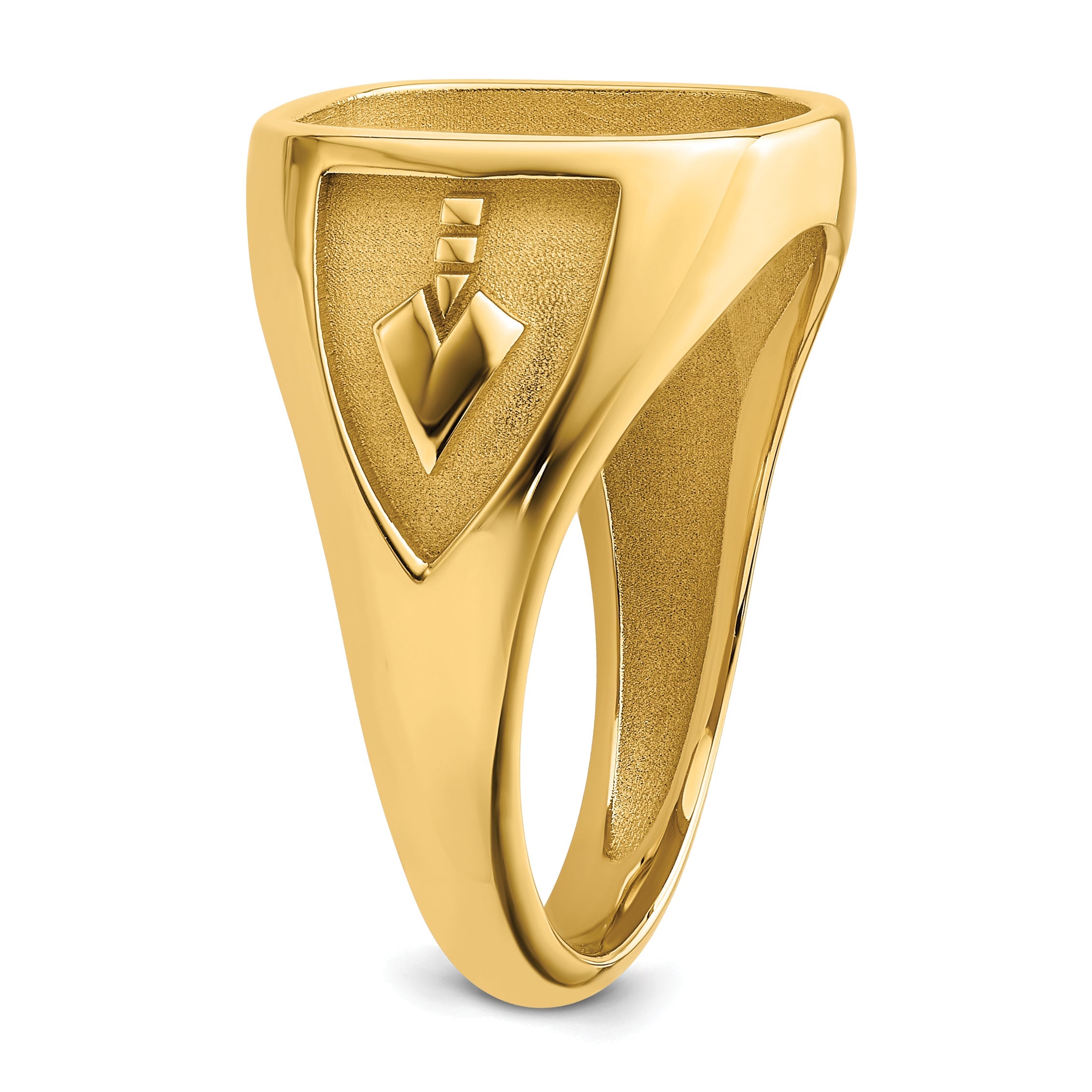 10K Yellow Gold Men'S Polished And Textured Masonic Ring Mounting