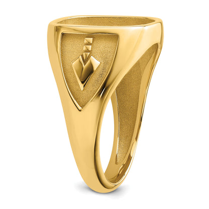 10K Yellow Gold Men'S Polished And Textured Masonic Ring Mounting