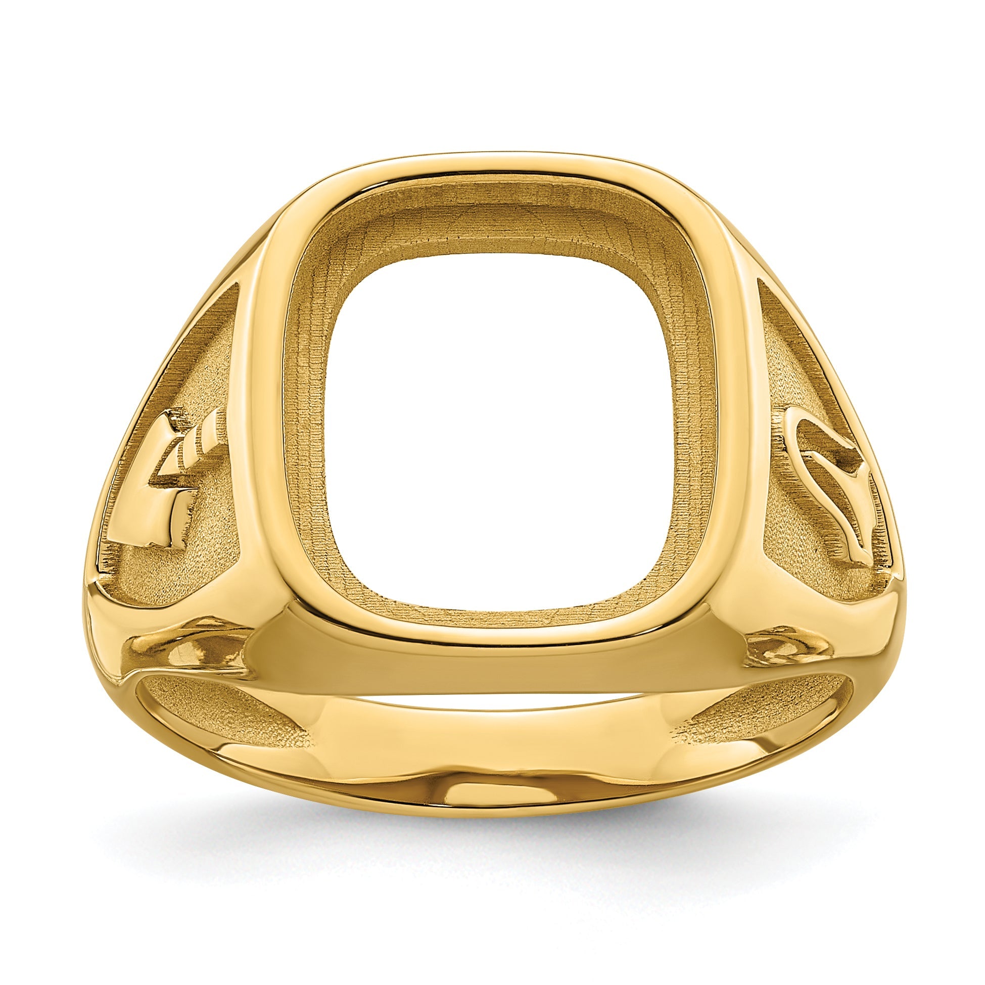10K Yellow Gold Men'S Polished And Textured Masonic Ring Mounting