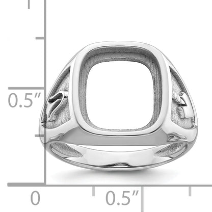 10K White Gold Men'S Polished And Textured Masonic Ring Mounting