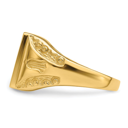 10K Yellow Gold Men'S Polished And Textured Masonic Ring Mounting