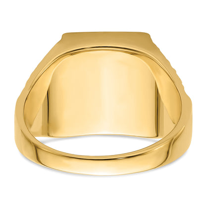 10K Yellow Gold Men'S Polished And Textured Masonic Ring Mounting