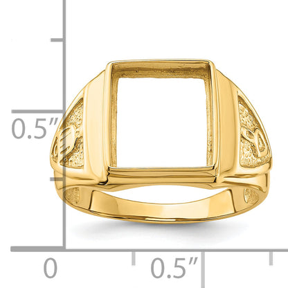 10K Yellow Gold Men'S Polished And Textured Masonic Ring Mounting
