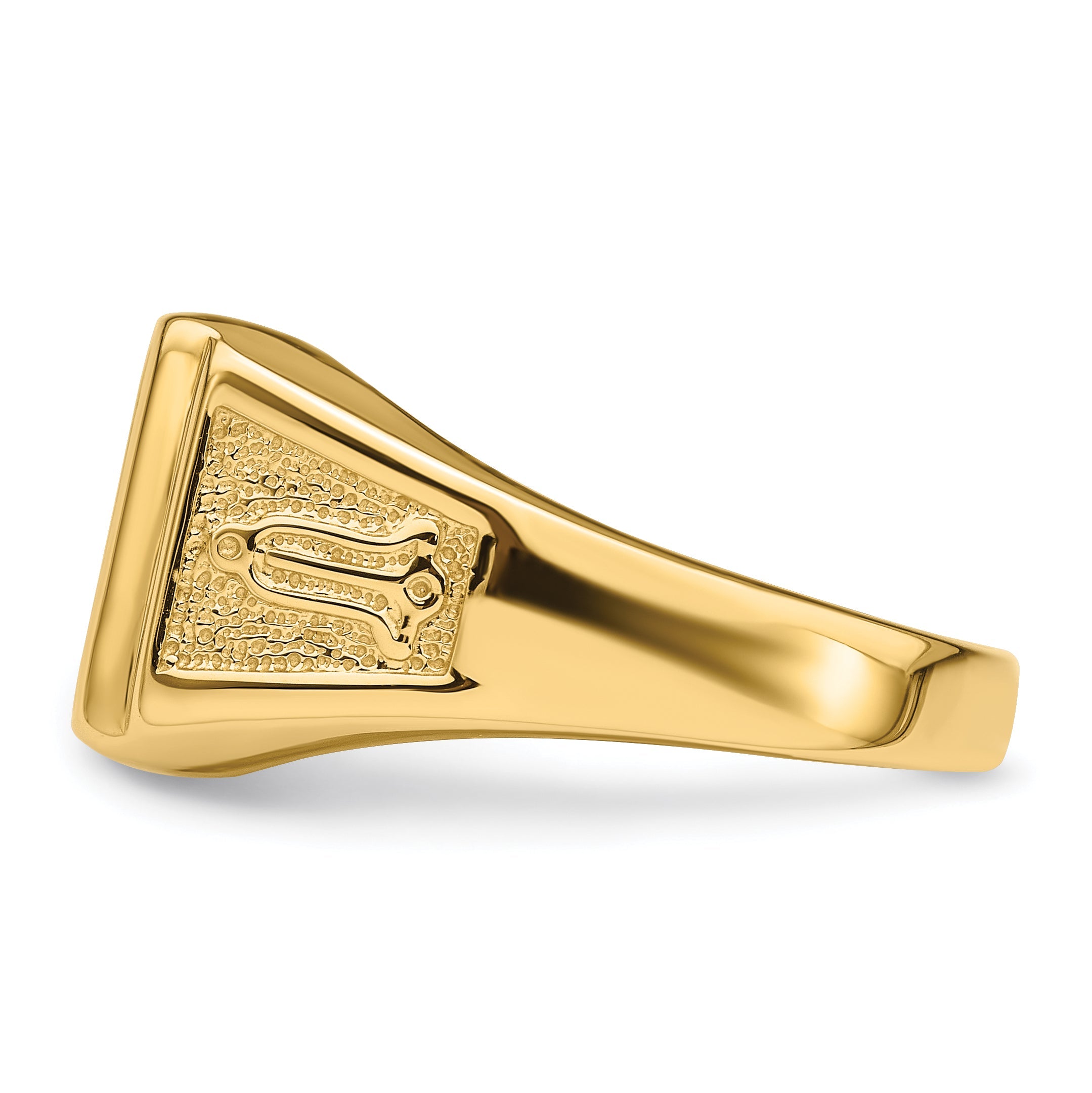 10K Yellow Gold Men'S Polished And Textured Masonic Ring Mounting