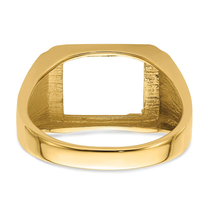 10K Yellow Gold Men'S Polished And Textured Masonic Ring Mounting