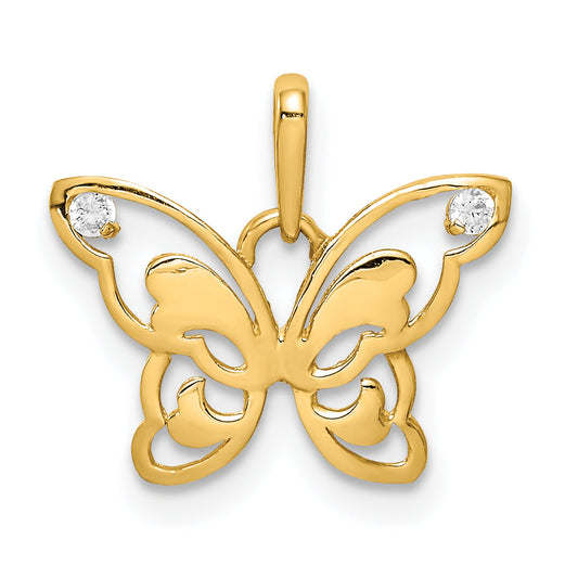 10K Yellow Gold 10K Polished Cz Butterfly Pendant