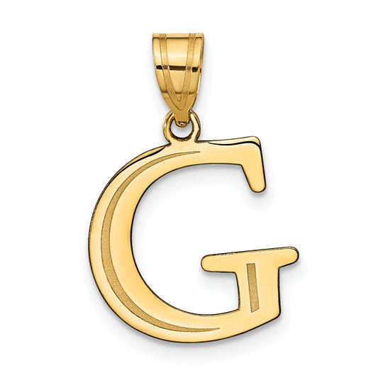 10K Yellow Gold 10K Polished Etched Letter G Initial Pendant