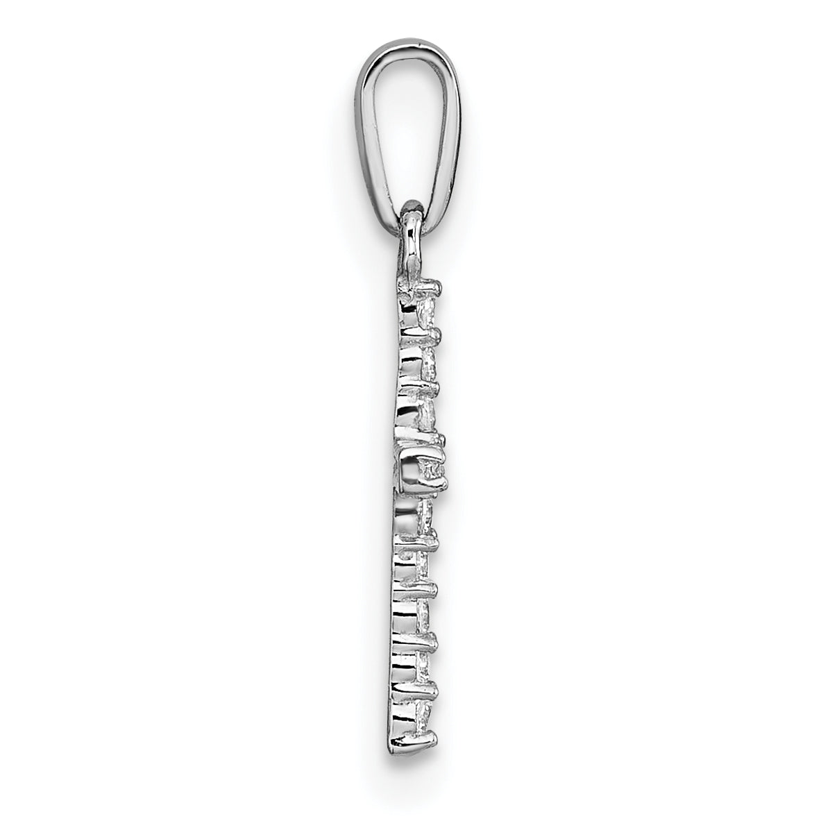 10K White Gold Polished Cz Latin Cross Pendant