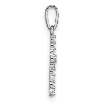 10K White Gold Polished Cz Latin Cross Pendant