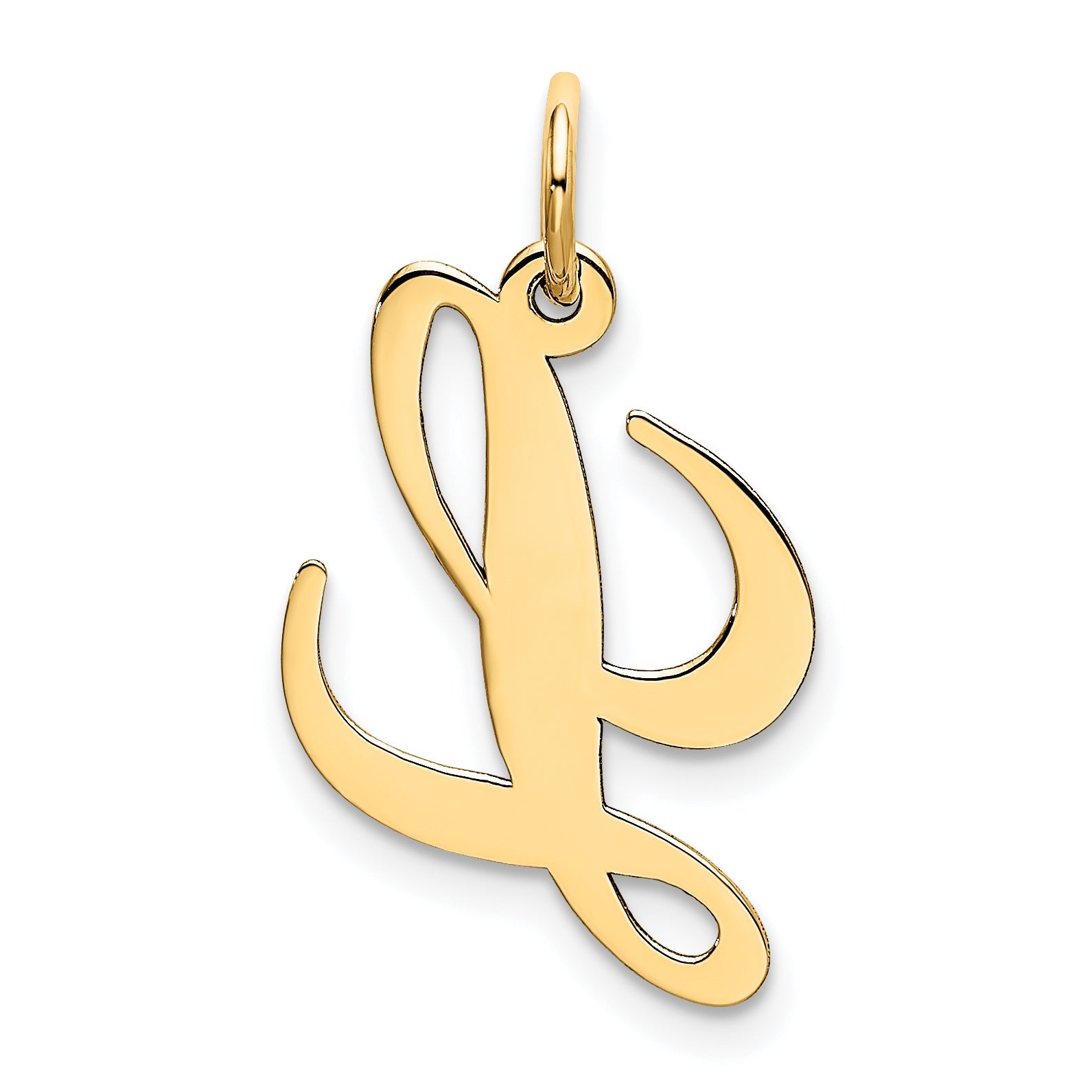 10K Yellow Gold 10K Small Fancy Script Initial L Charm