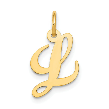 10K Yellow Gold 10K Small Fancy Script Initial L Charm
