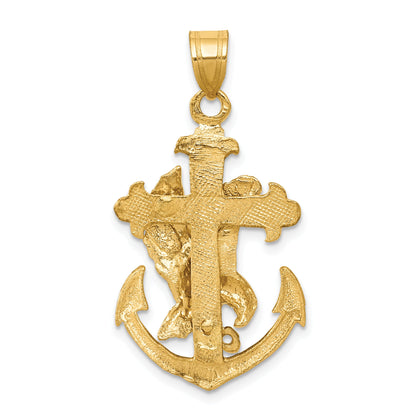 10K Yellow Gold Mariners Cross W/Eagle Pendant