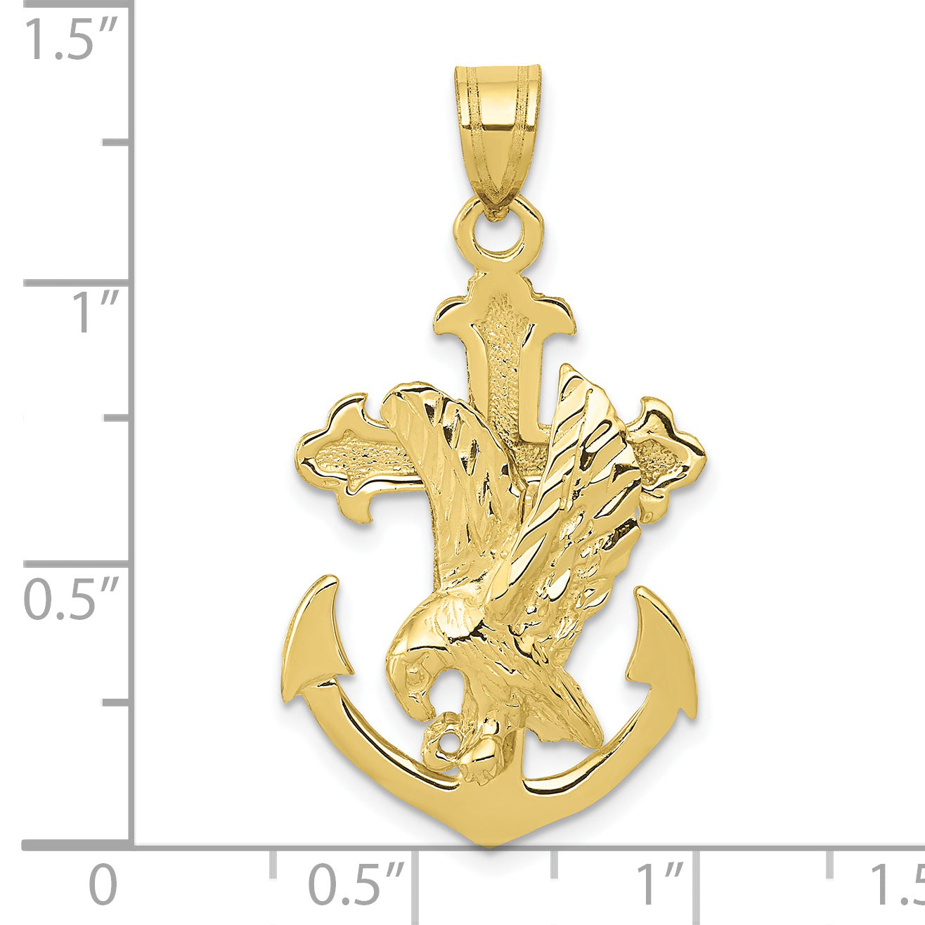 10K Yellow Gold Mariners Cross W/Eagle Pendant