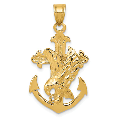 10K Yellow Gold Mariners Cross W/Eagle Pendant