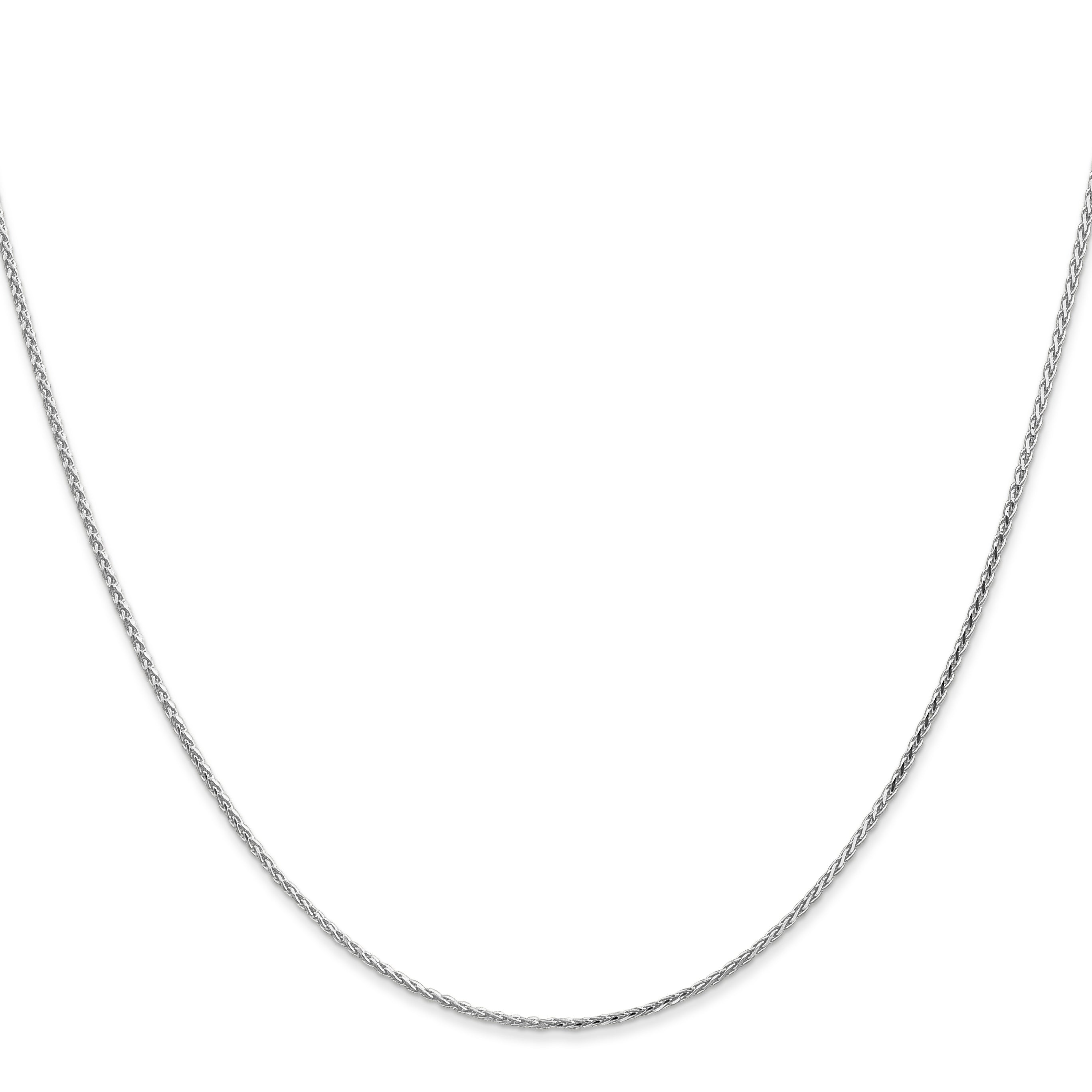 24 Inch 14K White Gold 1.0mm D/C Wheat Chain Necklace