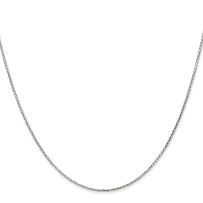 24 Inch 14K White Gold 1.0mm D/C Wheat Chain Necklace