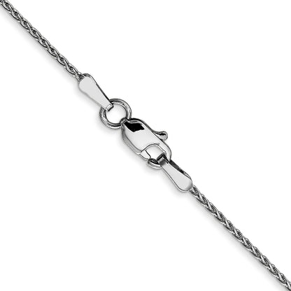 18 Inch 14K White Gold 1.0mm D/C Wheat Chain Necklace