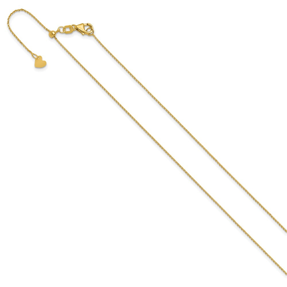 3 Inch 14K Yellow Gold Adjustable 1mm D/C Cable Chain Necklace