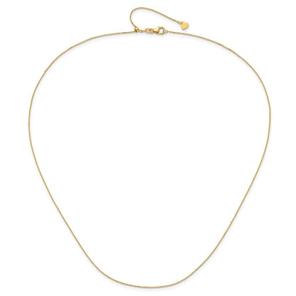 3 Inch 14K Yellow Gold Adjustable 1mm D/C Cable Chain Necklace