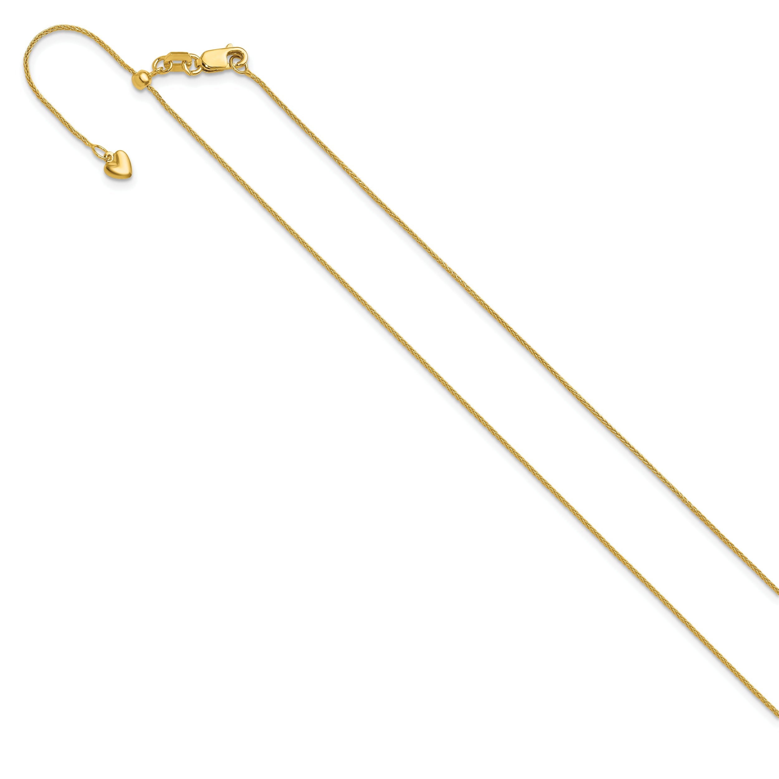 22 Inch 14K Adjustable .85mm Wheat Chain Necklace