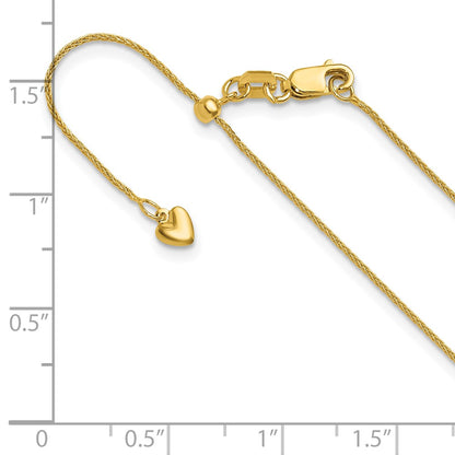 3 Inch 14K Yellow Gold Adjustable .85mm Wheat Chain Necklace
