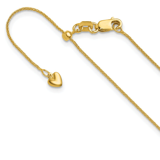 26 Inch 14K Yellow Gold Adjustable .85mm Wheat Chain Necklace