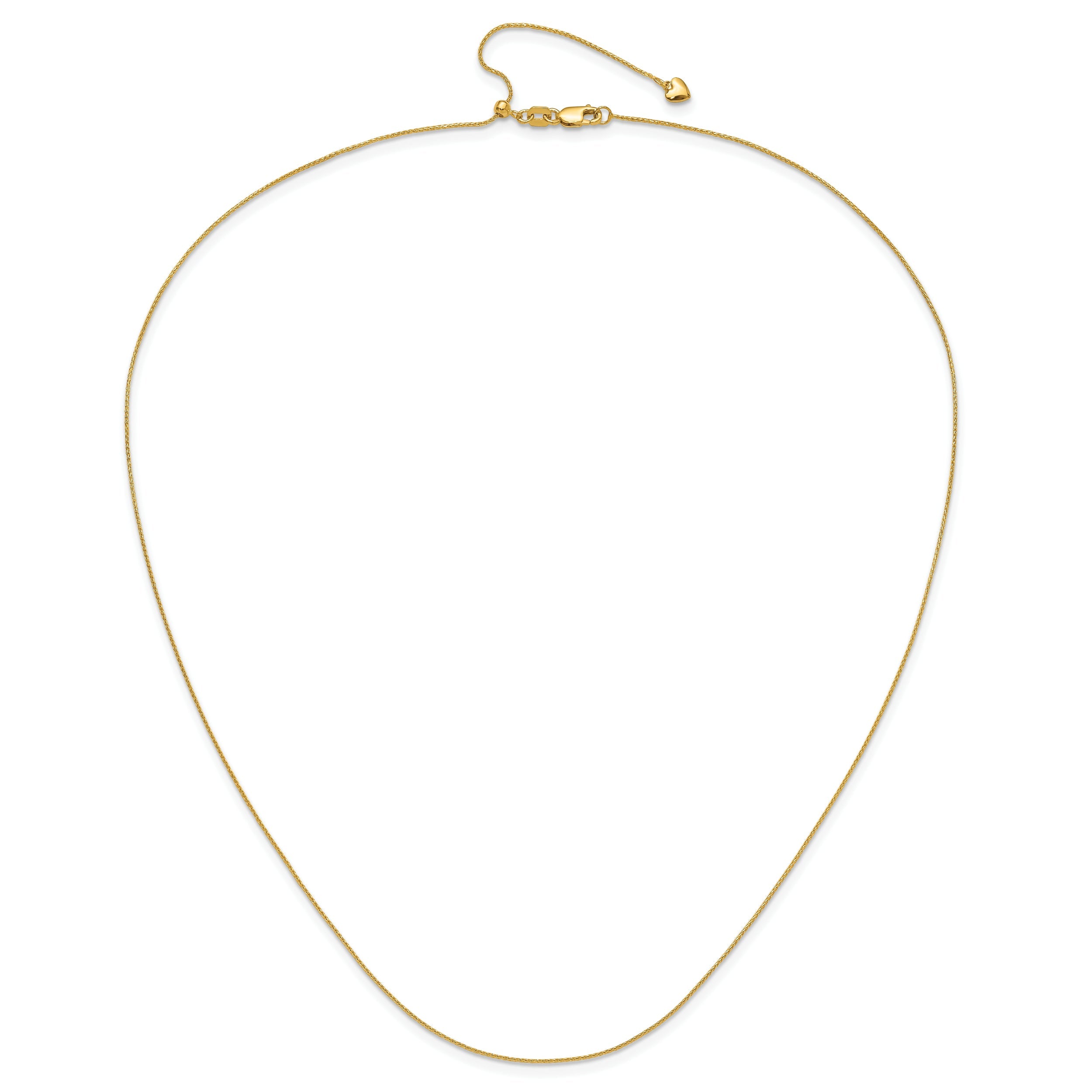 26 Inch 14K Yellow Gold Adjustable .8mm D/C Wheat Chain Necklace