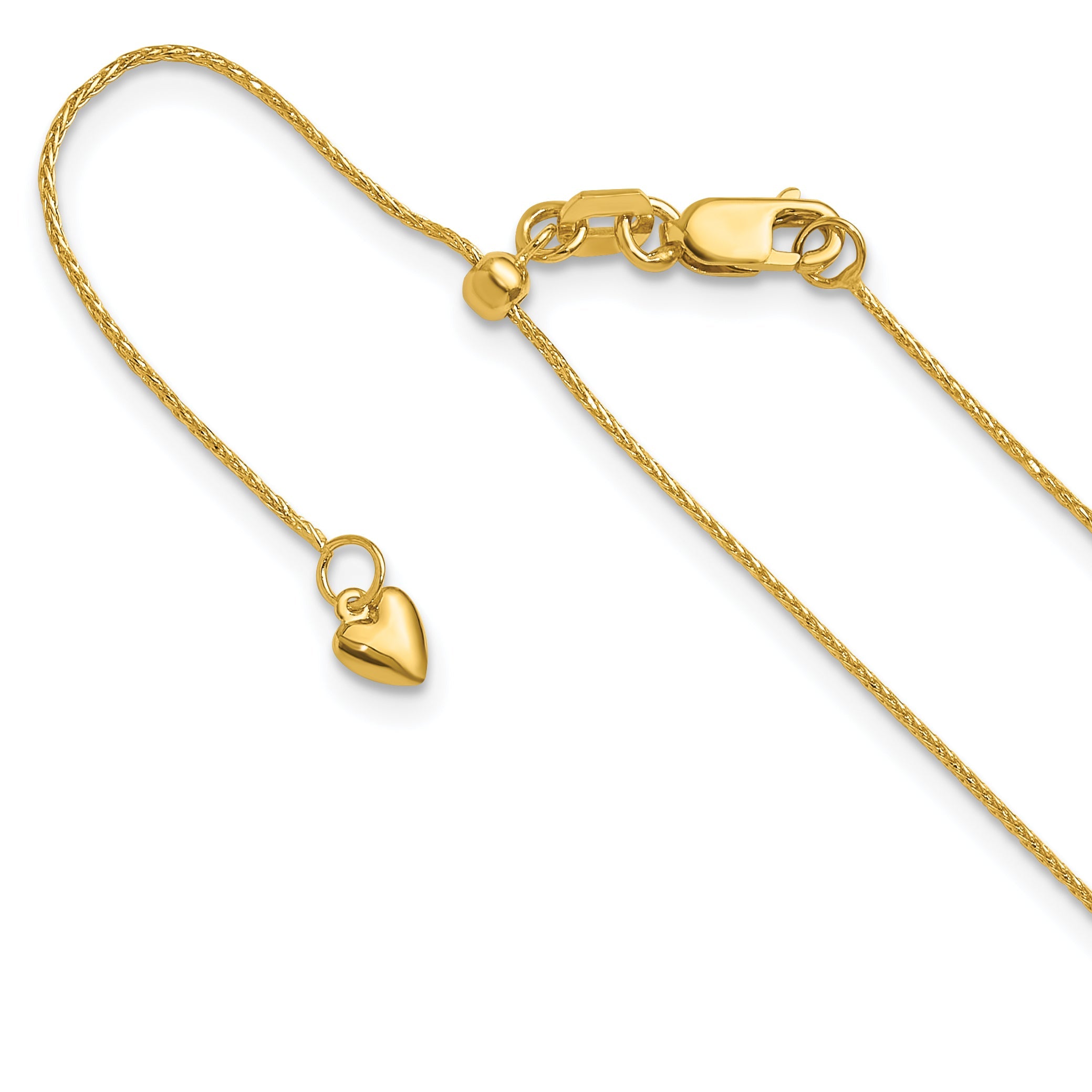 26 Inch 14K Yellow Gold Adjustable .8mm D/C Wheat Chain Necklace