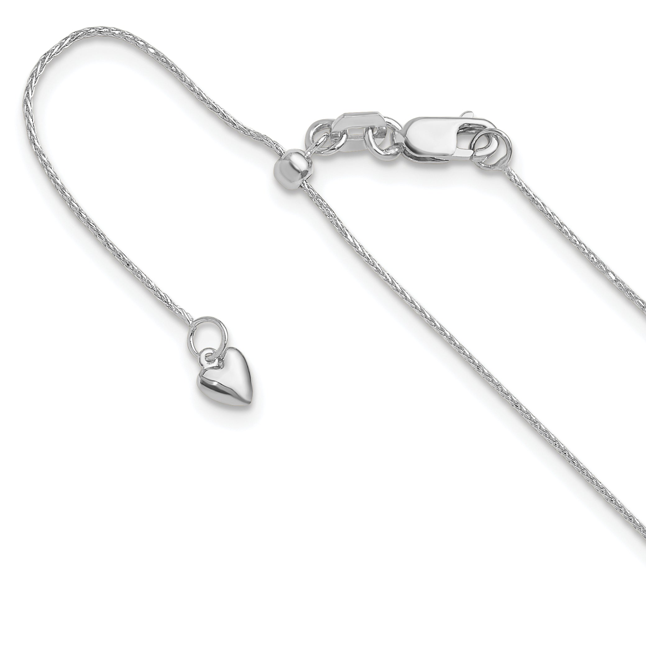 26 Inch 14K White Gold Adjustable .8mm D/C Wheat Chain Necklace