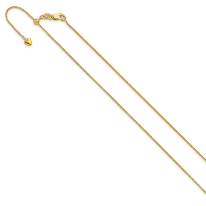22 Inch 14K Adjustable .95mm D/C Wheat Chain Necklace