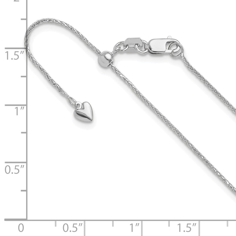 22 Inch 14K White Gold Adjustable .95mm D/C Wheat Chain Necklace
