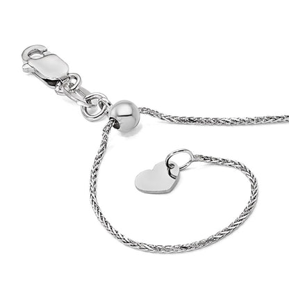 22 Inch 14K White Gold Adjustable .95mm D/C Wheat Chain Necklace