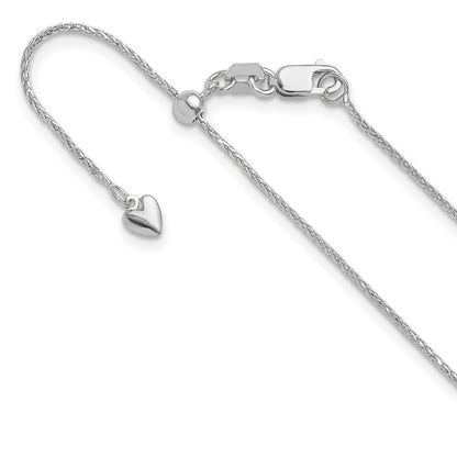 22 Inch 14K White Gold Adjustable .95mm D/C Wheat Chain Necklace