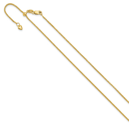 22 Inch 14K Adjustable 1.2mm D/C Wheat Chain Necklace