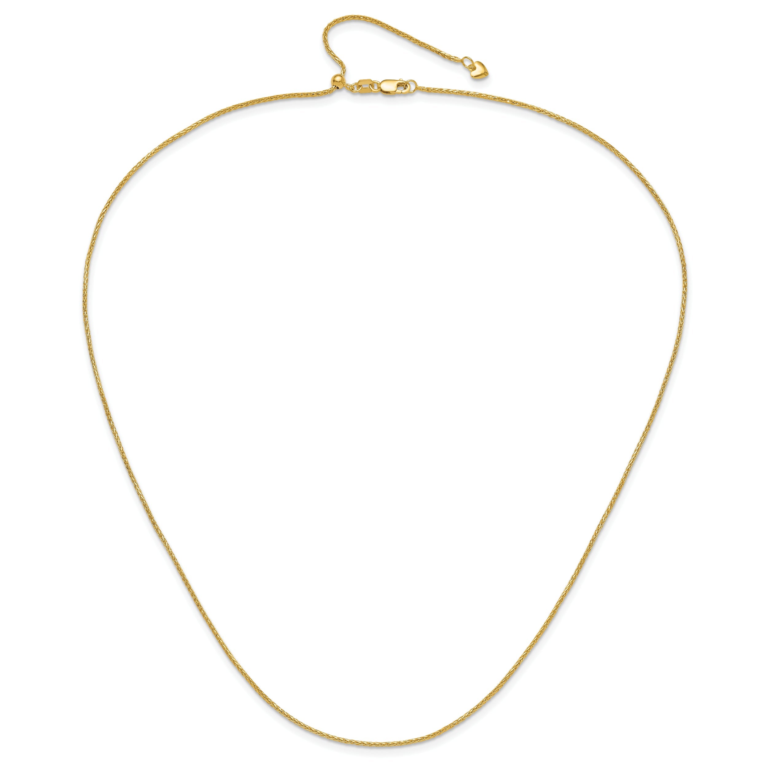 22 Inch 14K Adjustable 1.2mm D/C Wheat Chain Necklace