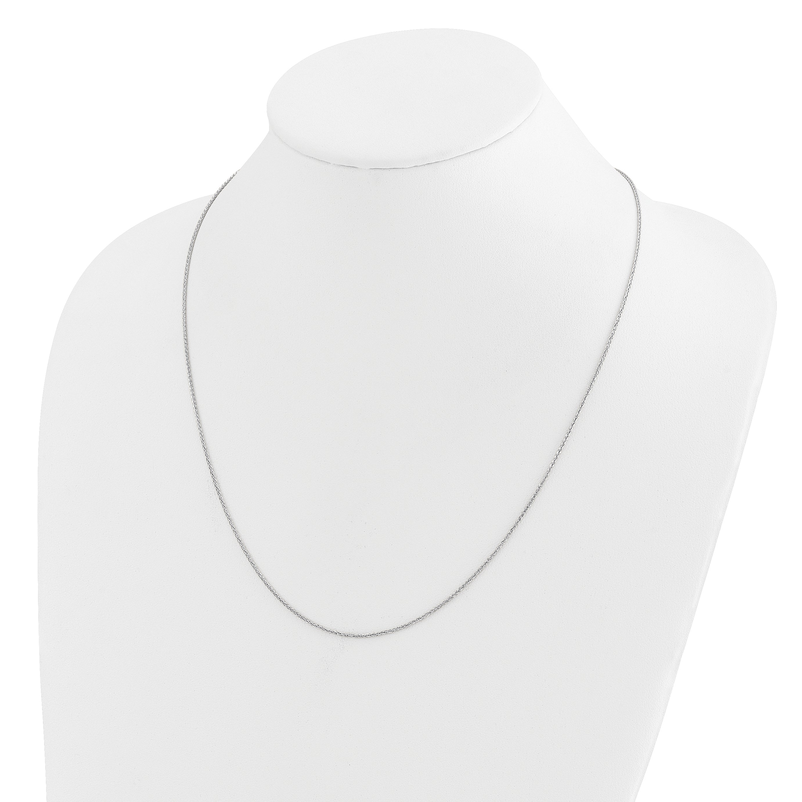 22 Inch 14K White Gold Adjustable 1.2mm D/C Wheat Chain Necklace