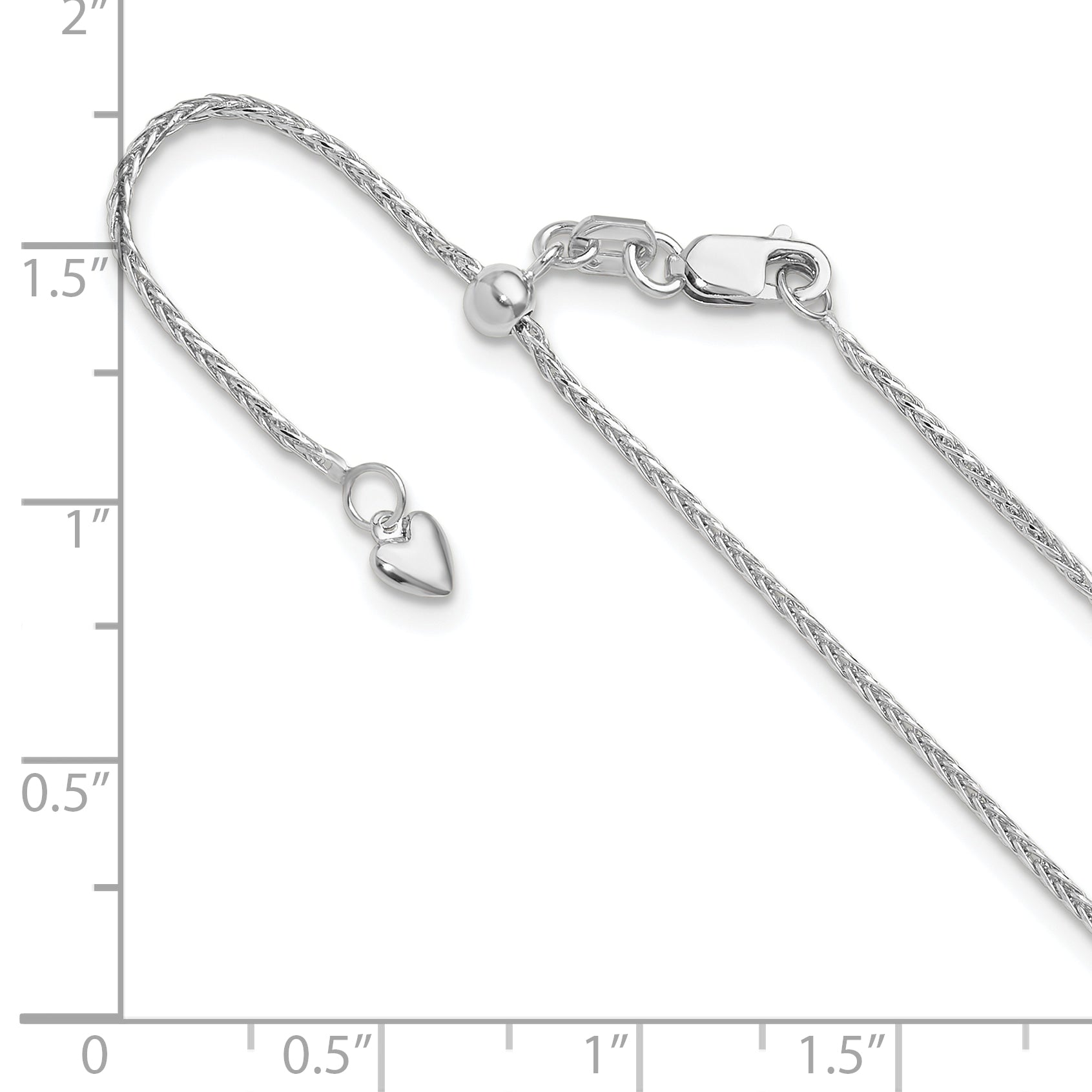 26 Inch 14K White Gold Adjustable 1.2mm D/C Wheat Chain Necklace