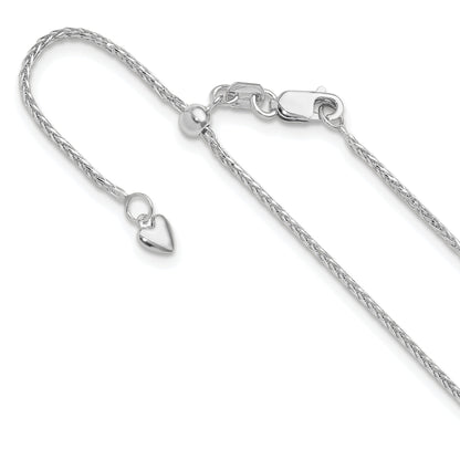 22 Inch 14K White Gold Adjustable 1.2mm D/C Wheat Chain Necklace