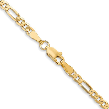 18 Inch 14K Yellow Gold 3mm Flat Figaro Chain Necklace