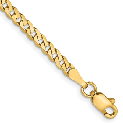 8 Inch 14K Yellow Gold 2.9mm Flat Beveled Curb Chain Bracelet